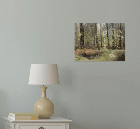 Forest trees, oil painting