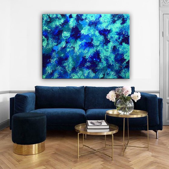 Deep Ocean - Large Abstract Painting 36" x 48"