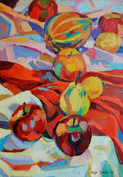 Still life  with fruits / 34 x 50 cm by Maja Đokić Mihajlović