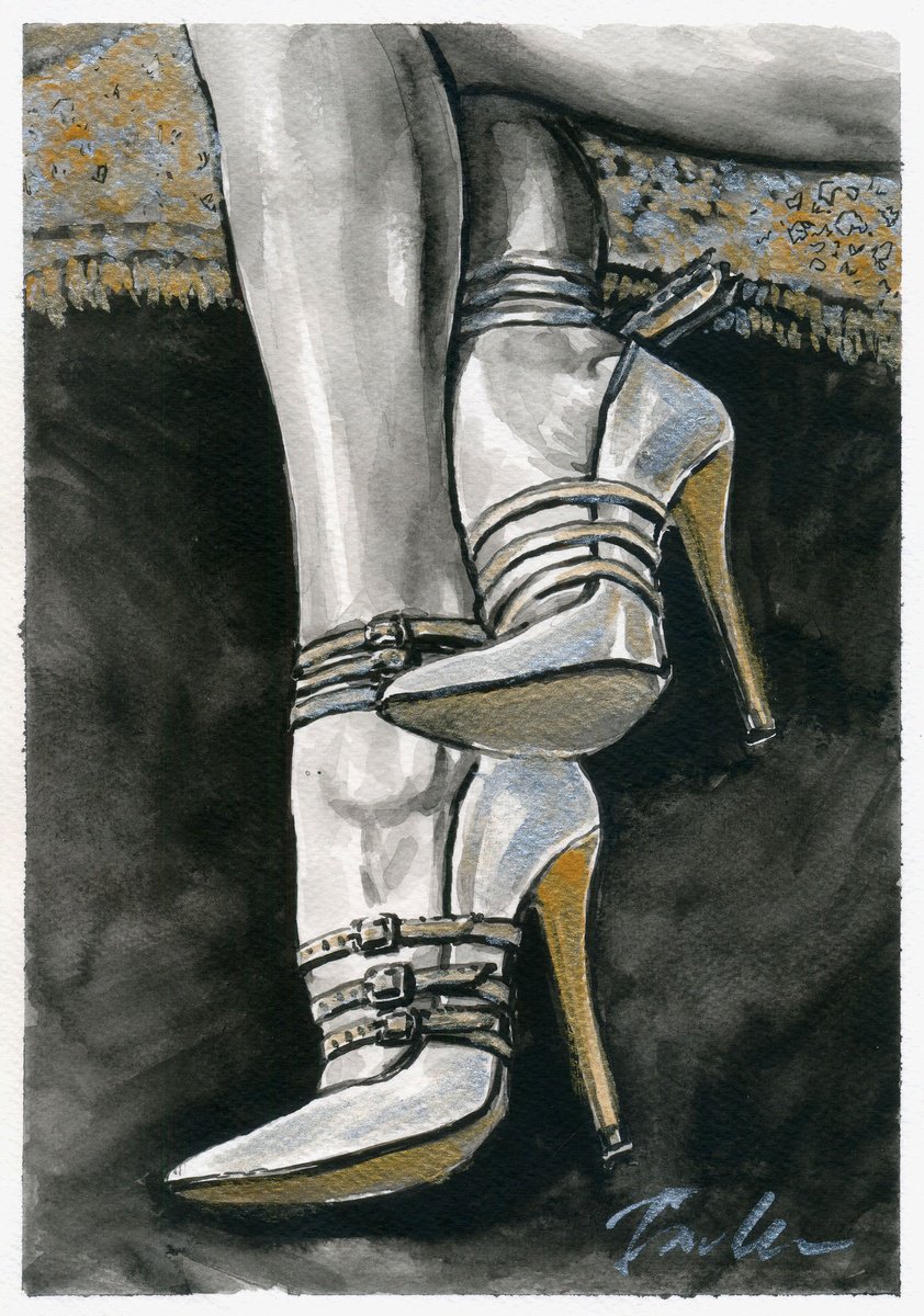 Urban And Pop Portrait Ink Drawing By Tashe, 8 X 12", Chic And Shine, Original Artwork