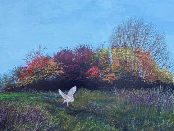 'Quartering the Autumn Meadow' Large Oil painting