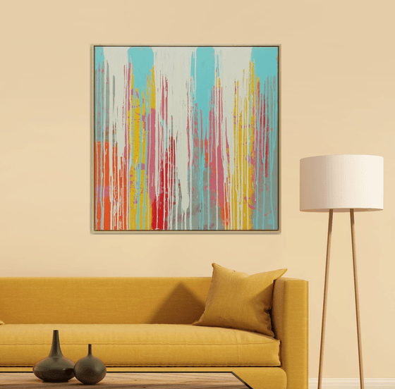 Tip Top Drips - iIncl. Wooden Frame - 95 x 95 cm - Ronald Hunter 4M