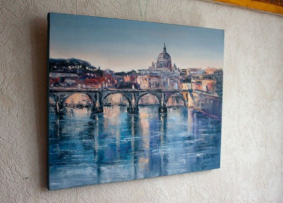 "Rome", city landscape, St. Angelo Bridge, Italy