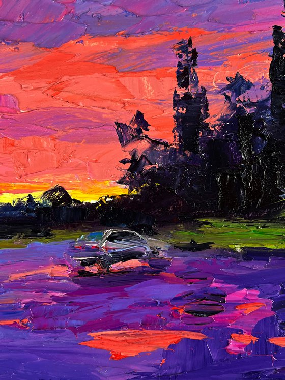 A Romantic Sunset Outside the City