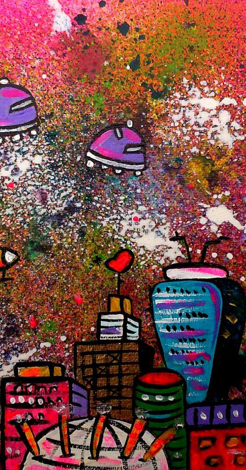 Pink Space City by Maria Luisa  Azzini