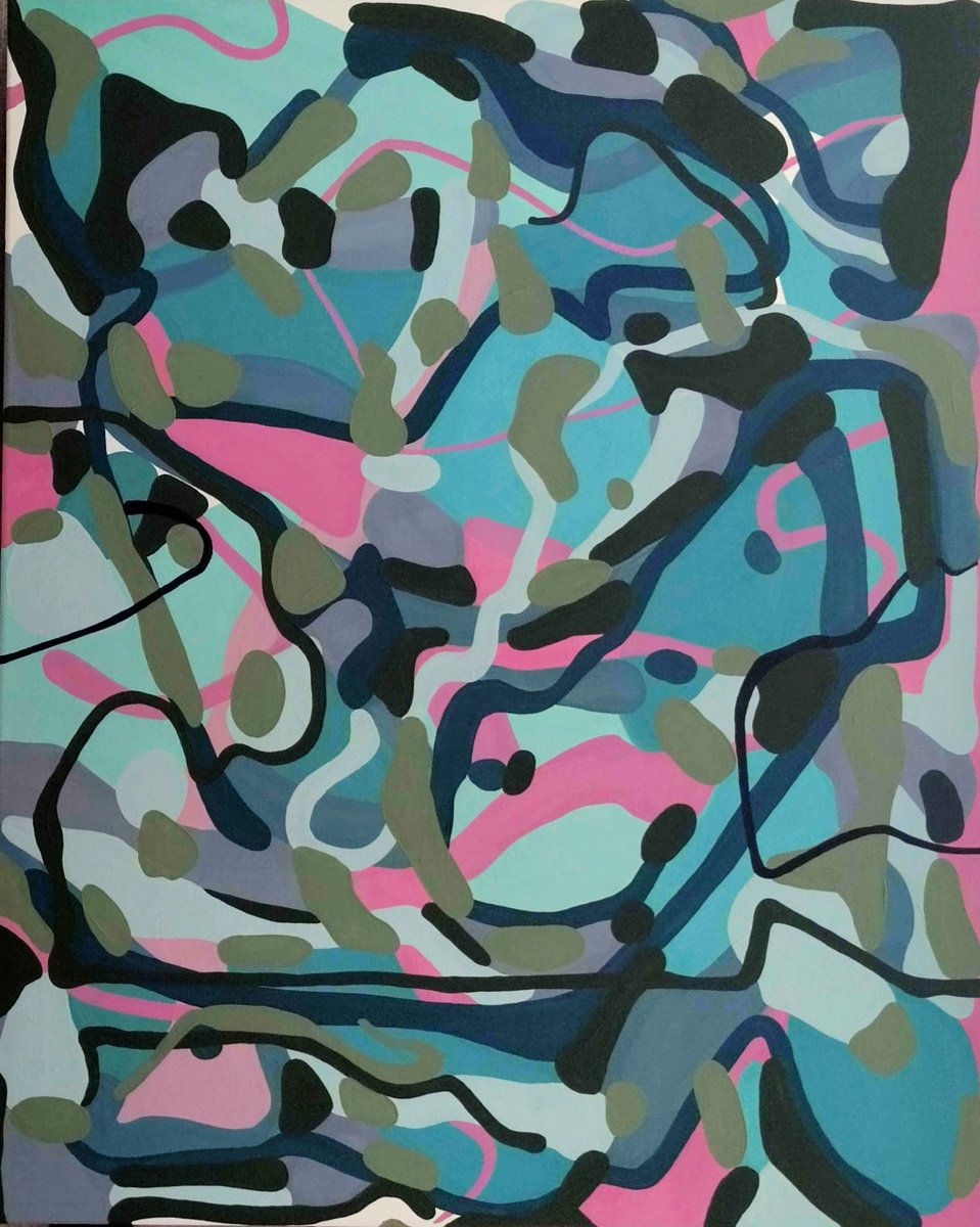 Organic Abstract Oil Painting By Chrissy Guest, 31 X 39, A Breath Of Tranquility, Original Artwork