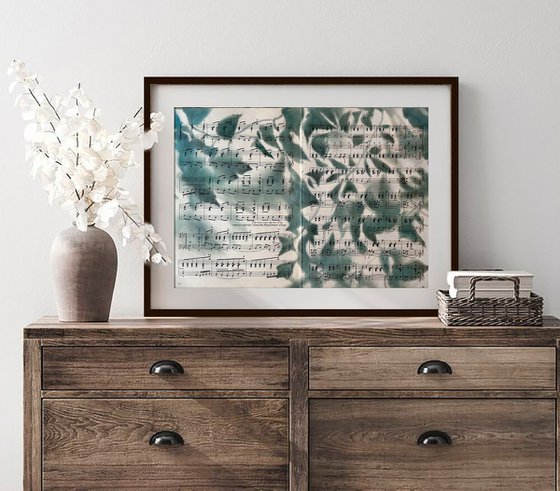 Vintage Sheet Music Nature Silhouette Art