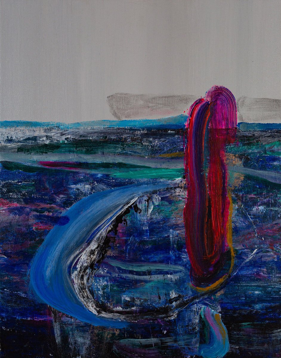 Organic Abstract Acrylic Painting By Bogdan Bianca Ioana, 14 X 18, Untitled 19, Original Artwork