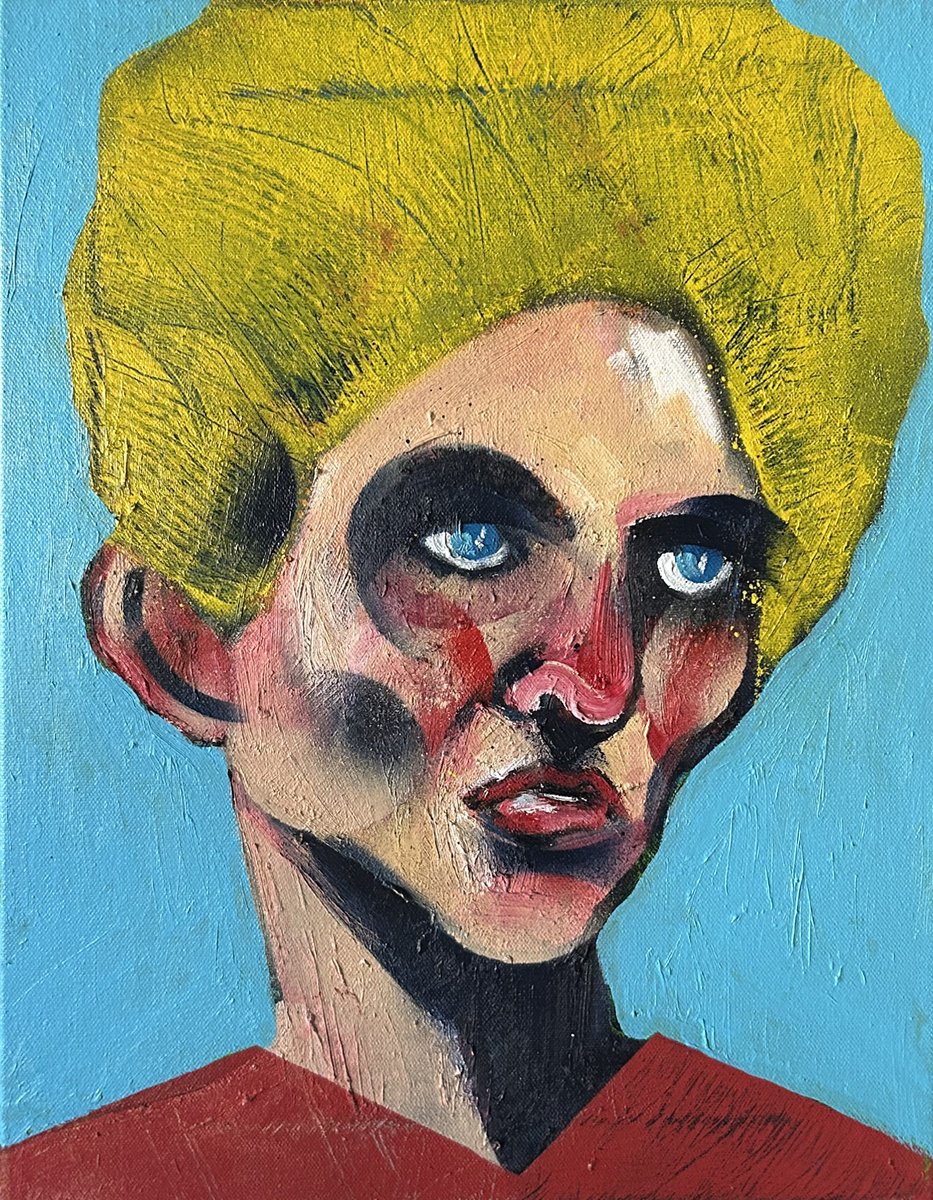 Expressive Portrait Painting By Lee Ellis, 14 X 18", Absolutlely Fewmin, Original Artwork