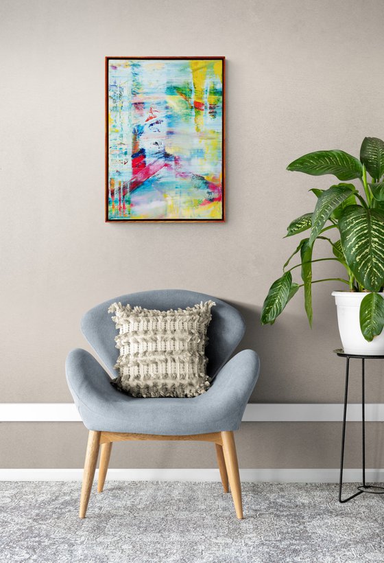 50x70 cm | 19.5x27.5″ Framed Abstract Painting Original canvas art