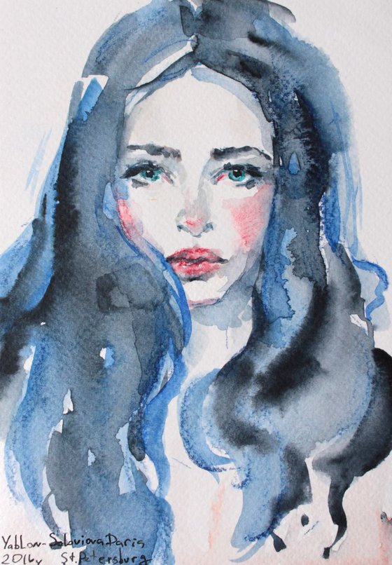 Blue hairs 5x7 in 13x18cm