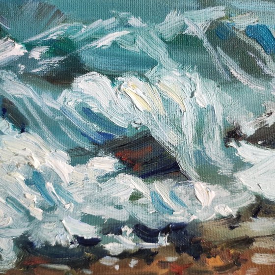 Ocean Waves on Rocky Coast