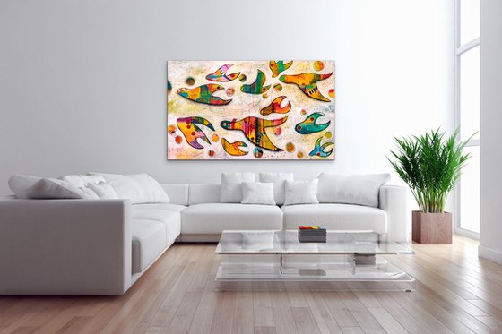 Migration d’automne - Extra-large abstract painting on canvas -  One of a kind