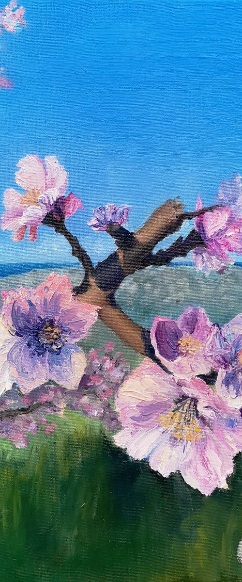 Almond tree. 30x40 cm. Impasto. Mandorlo by Oksana Evteeva