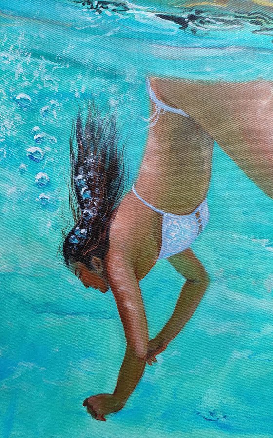 Swimming girl 32x32 in