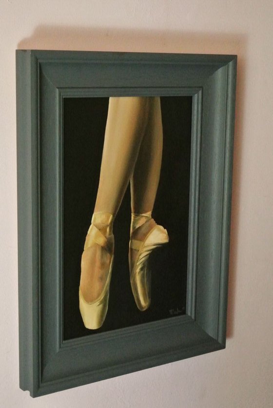 'Pointe' , Ballet Shoes, Ballet Painting, Ballerina, Dance, Framed and Ready to Hang