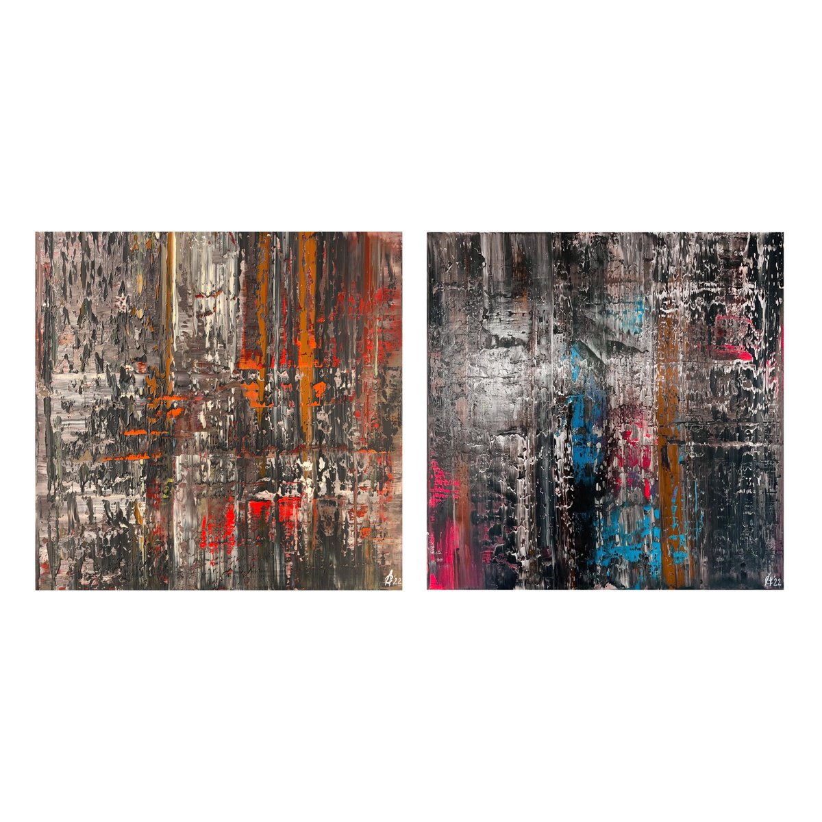 Abstract Oil Painting By Svitlana Andriichenko, 31 X 31", Collection Of 2 Oil Paintings, Original Artwork