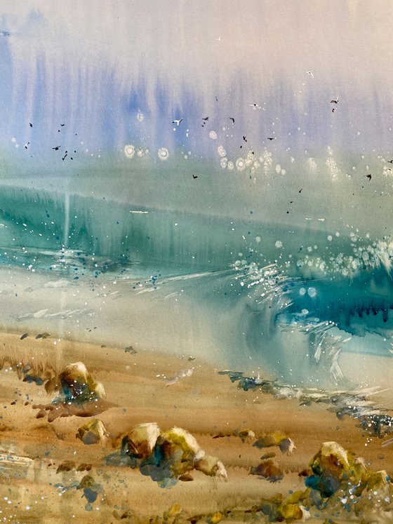 Sold Watercolor “The freshness of the sea” gift for him