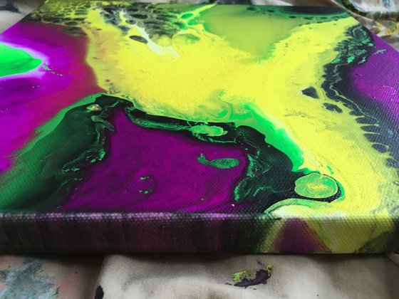 "Purple Pleasure" - FREE USA SHIPPING - Original Abstract PMS Fluid Acrylic Painting, 12 x 12 inches