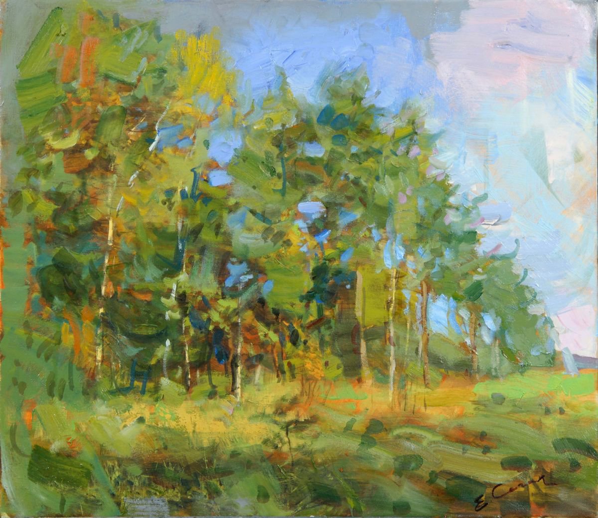 Oil Painting on Canvas Mushroom grove by Eugene Segal
