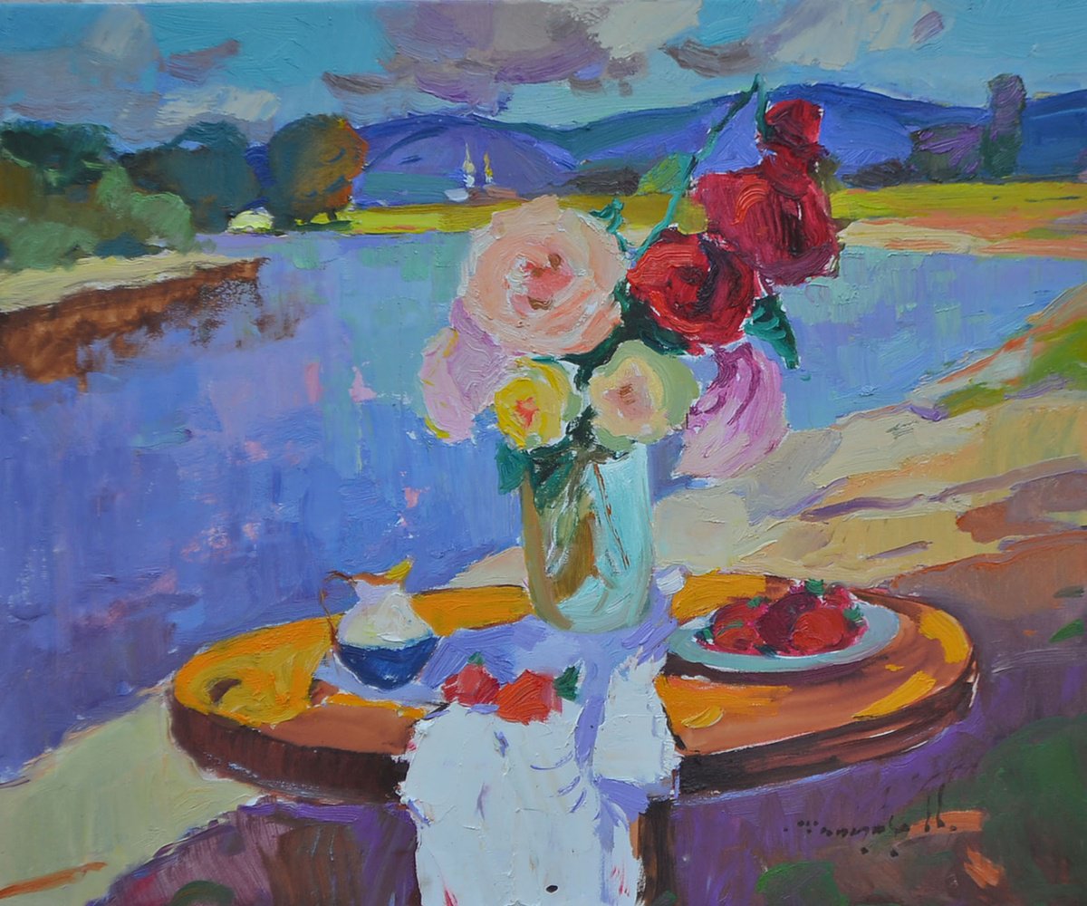 Roses and strawberries by Alexander Shandor