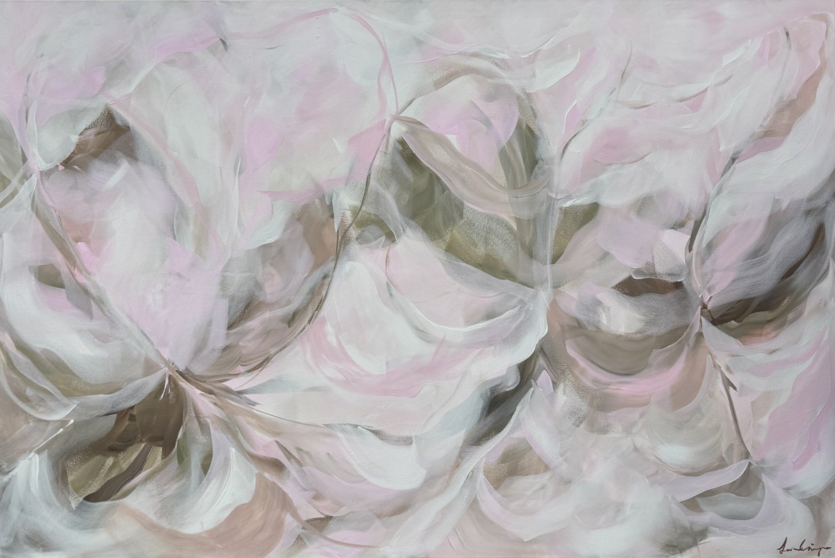 Abstract Botanical Acrylic Painting By Ivana Gigovic, 59 X 39, Lost In A Daydream, Original Artwork