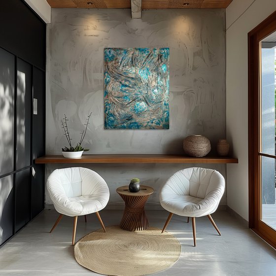 «Deep im Ozean» Azure blue