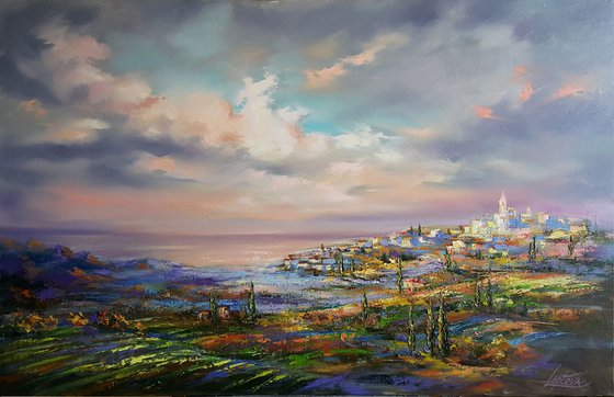 Magnificent Tuscany - landscape Italy, large oil painting