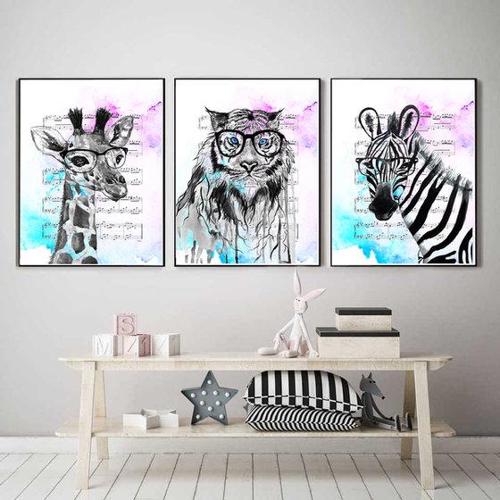 Animals, mixed-media art
