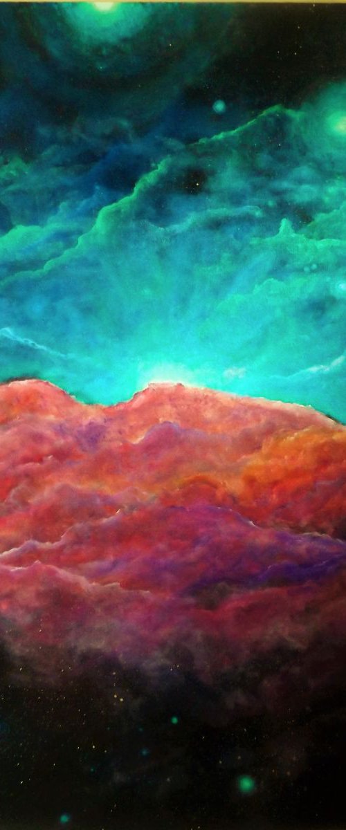 'Starlight' - Space painting, nebula art, large painting, modern by Lisa Price