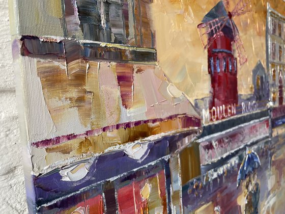 "Moulin Rouge". Original oil painting architecture. Cityscape