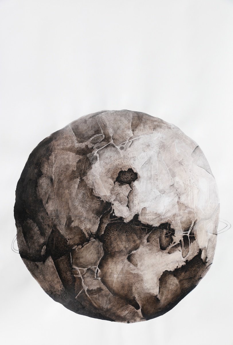 Expressive Abstract Charcoal Drawing By Melinda Matyas, 28 X 39", Nucleus, Original Artwork