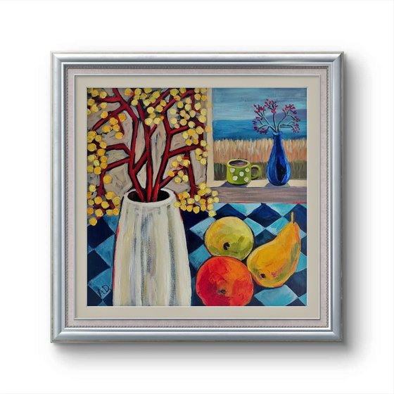 Still life with white pot
