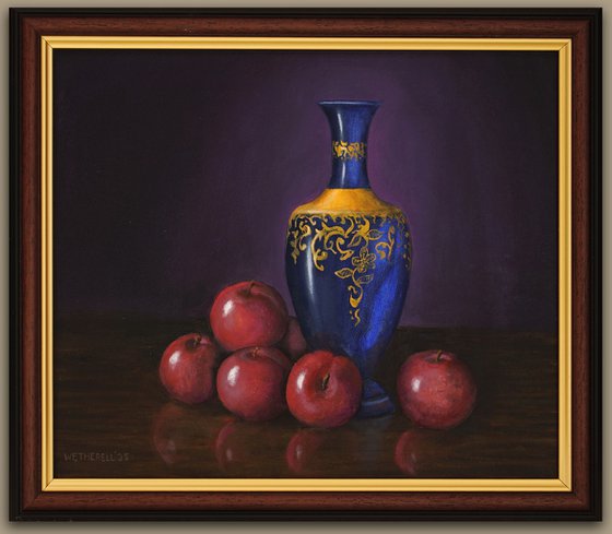 Blue Vase with Plums