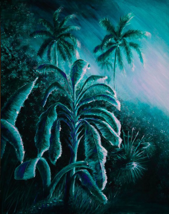 Rain Forest -  EXTRA LARGE  Tropical Impressionistic Home decor Painting