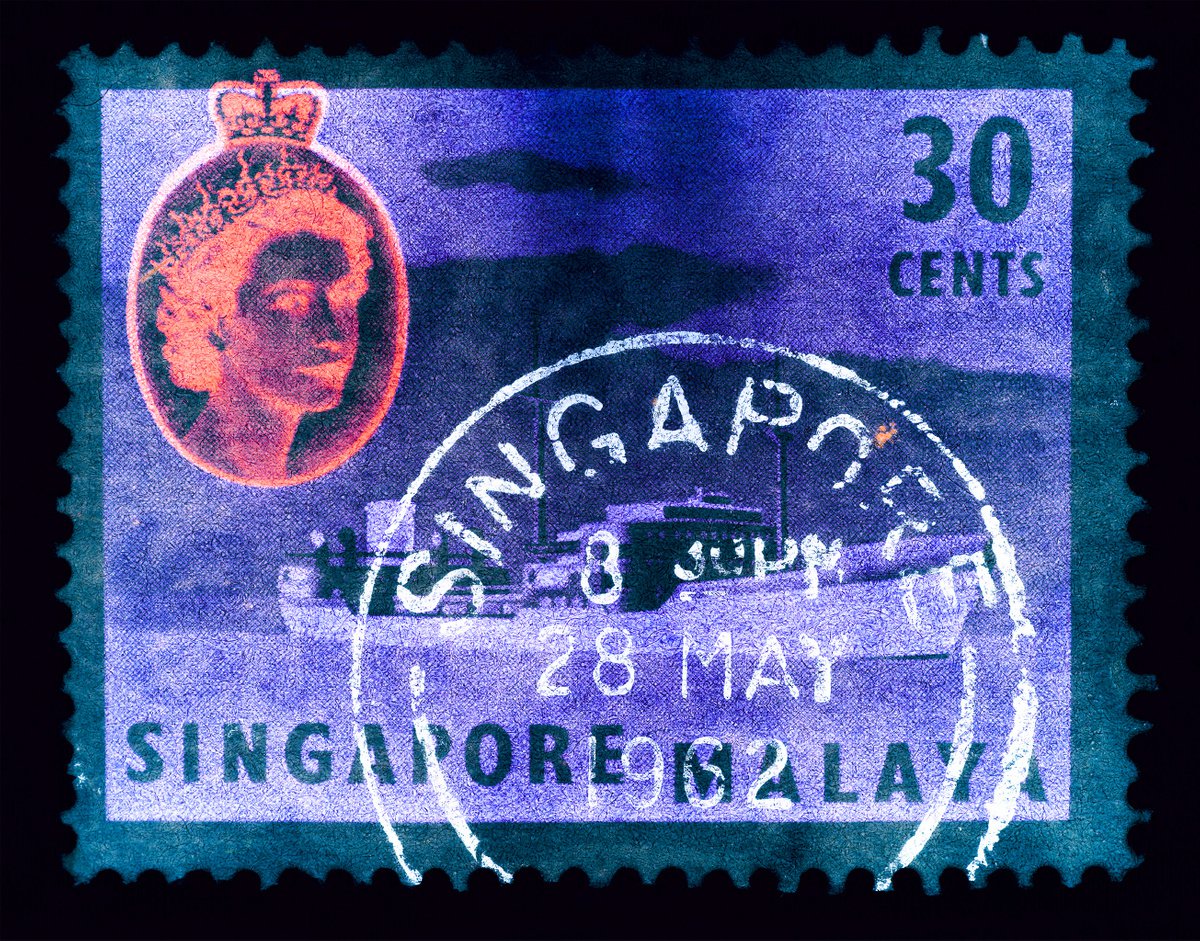Singapore Stamp Collection ’30 cents QEII Oil Tanker (Teal)’ by Richard Heeps