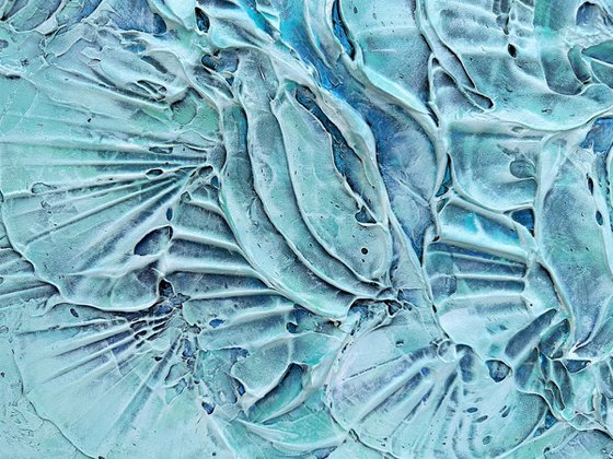 FOREVER IN A MOMENT. Abstract Blue, Teal Textured Painting