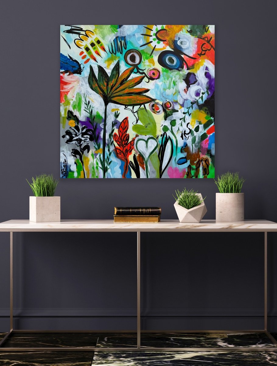 Organic Abstract Acrylic Painting By Veronica Vilsan, 31 X 31", Balance 10, Original Artwork