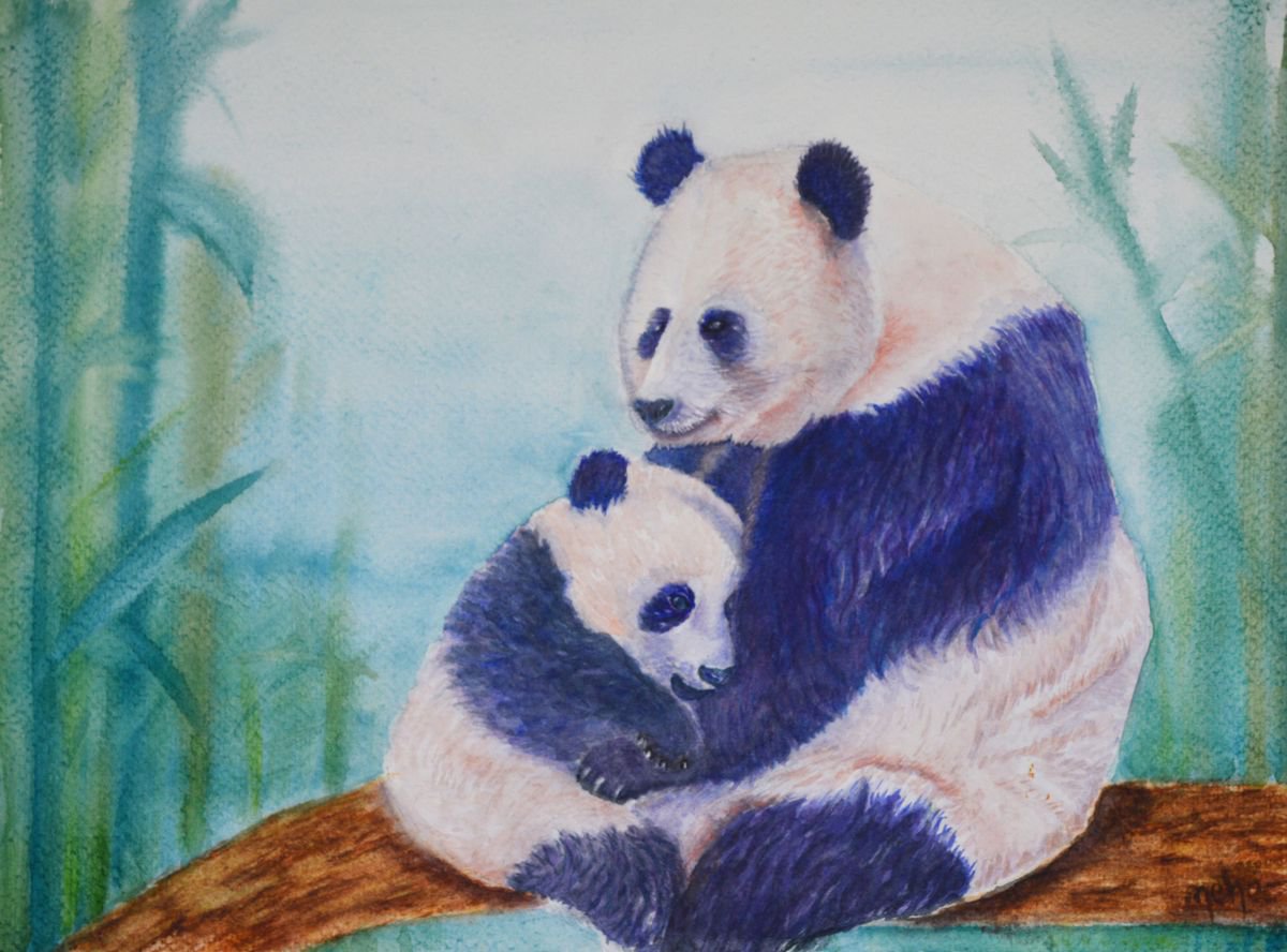 Panda with her cub by Neha Soni