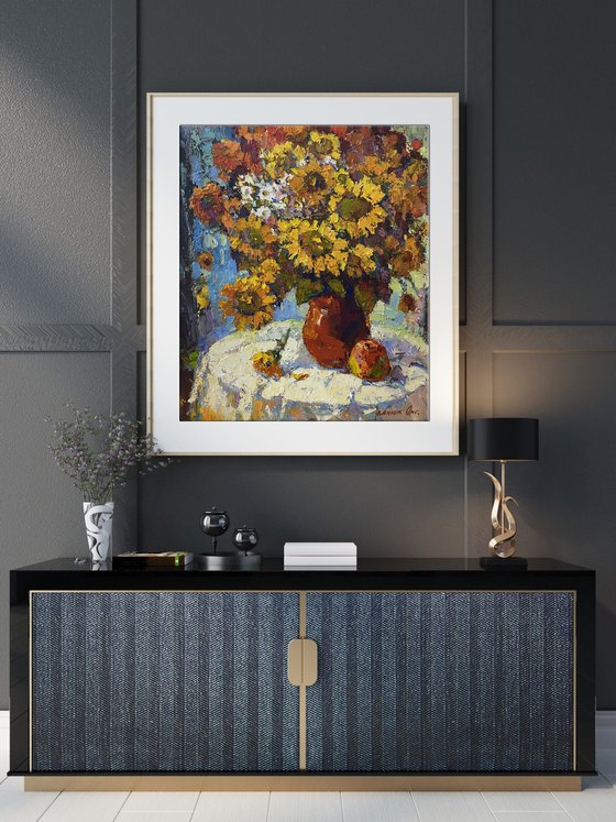 Still life with sunflowers