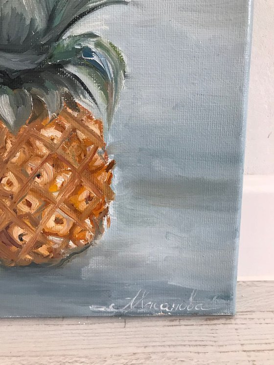 Pineapple art, oil painting still life 25x30cm