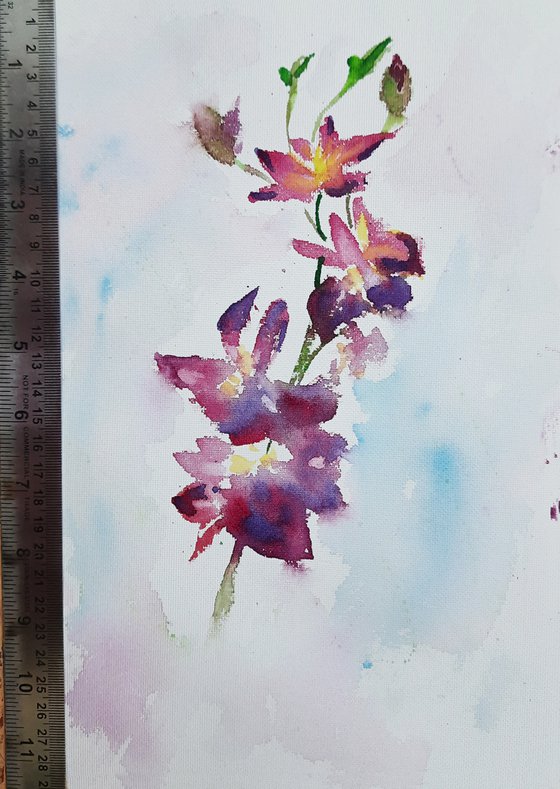 Purple Orchids floral art