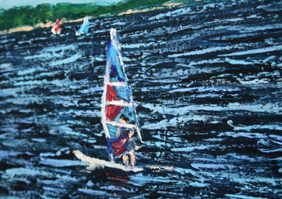 Early Summer... Windsurfing... /  ORIGINAL PAINTING