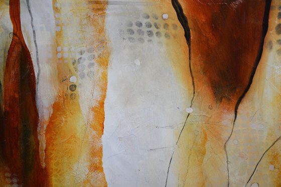 White and orange Abstract Painting - Enchanted Forest