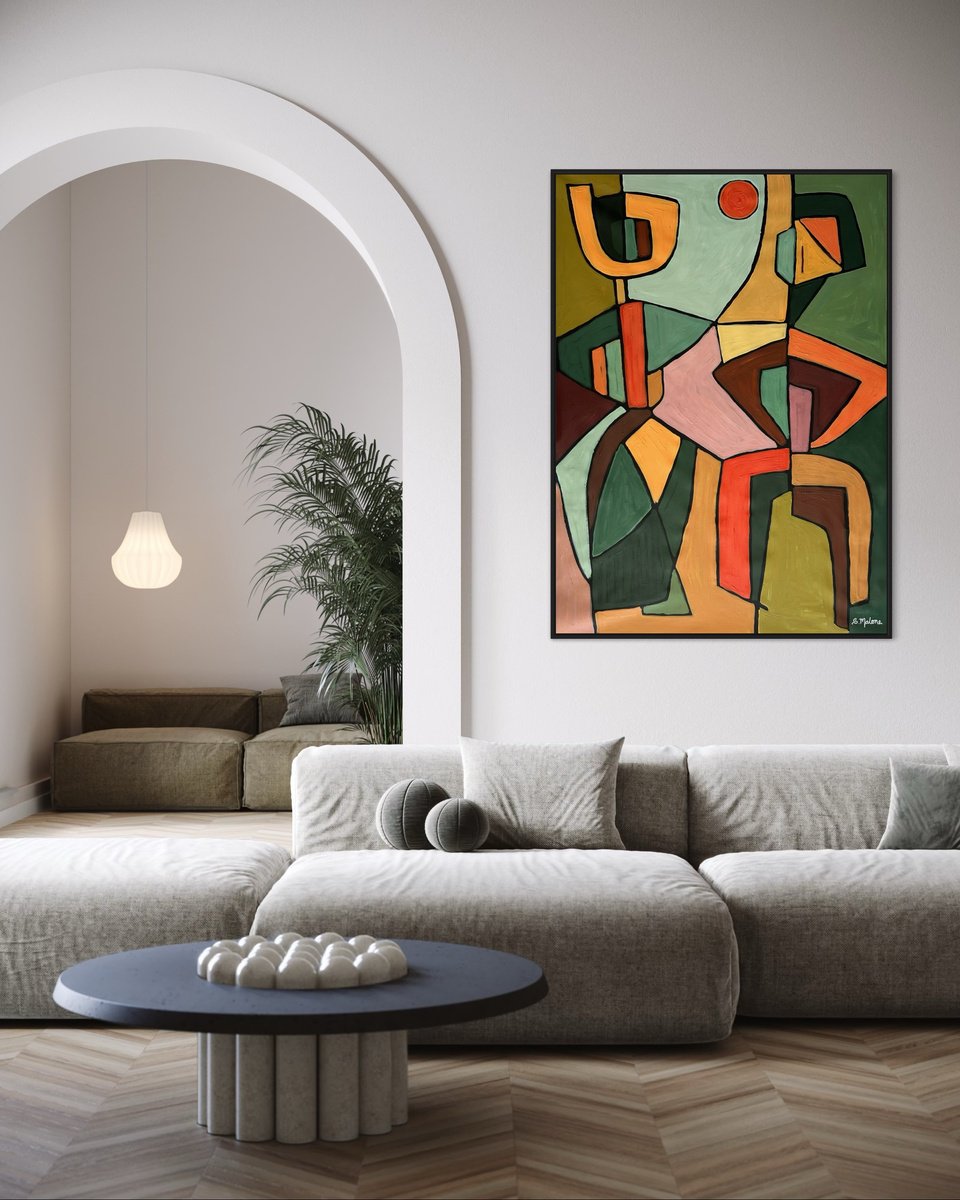 Abstract Acrylic Painting By Samantha Malone, 37 X 51", The Encounter, Original Artwork