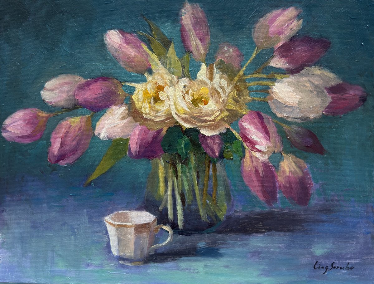 Blooming Elegance By Ling Strube, 16 X 12, Artwork For Sale On Artfinder