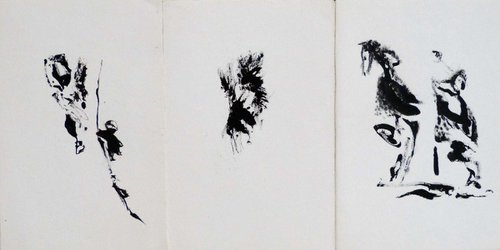 Study Of  Stains 1, triptych 16x24 cm by Frederic Belaubre