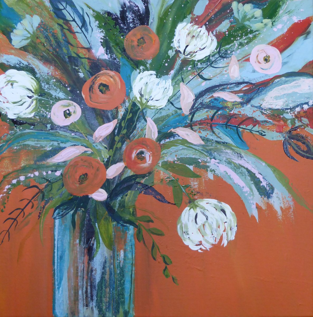 Blooming Orange By Elaine Allender, 19 X 19, Artwork For Sale On Artfinder