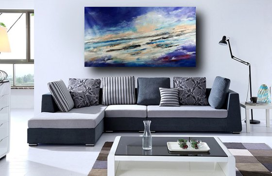 large landscape  painting 150x80 cm-large wall art   title : abstract-c397