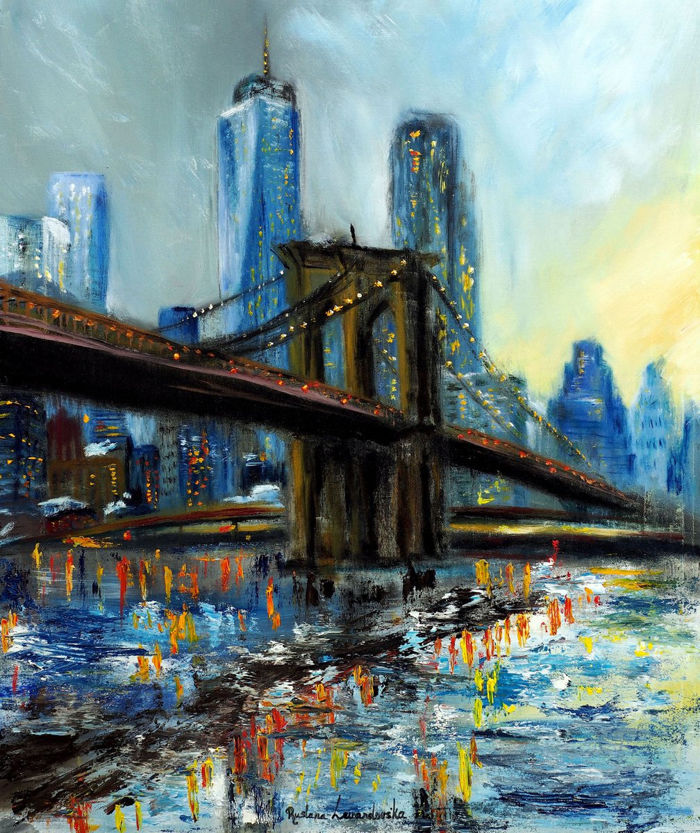 Brooklyn Bridge, view of Manhattan by Ruslana Levandovska